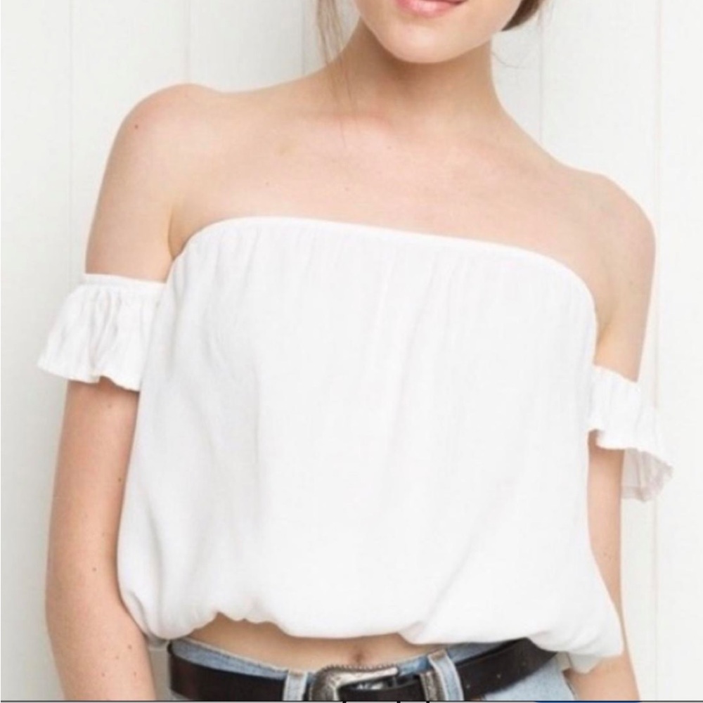 Brandy Melville Off-Shoulder White Top